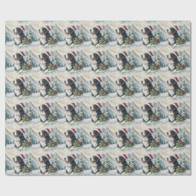 Bernese Mountain Dog Christmas Wrapping Paper Geschenkpapier (Flach)
