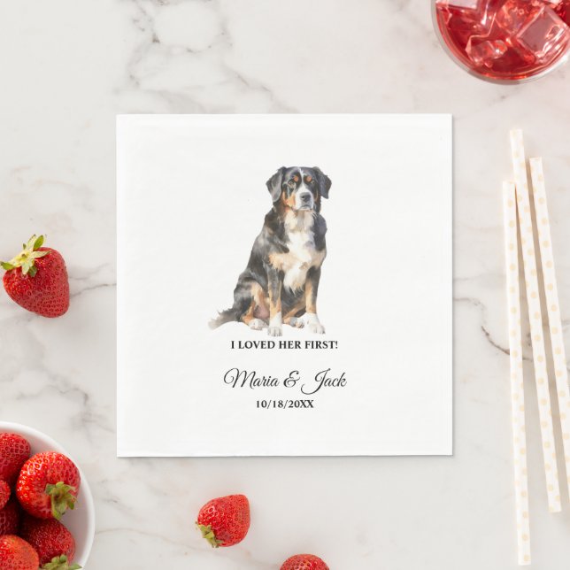 Bernese Mountain Dog Cocktail Hochzeit Serviette (Beispiel)