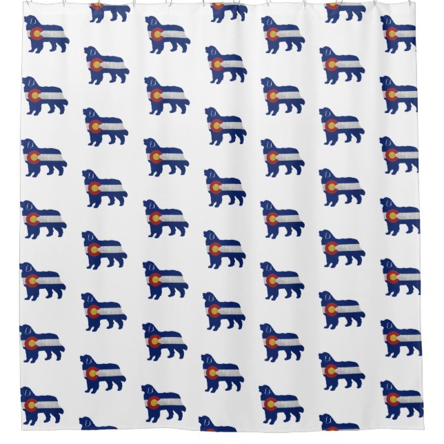 Bernese Mountain Dog Colorado Flag Silhouette Duschvorhang (Vorderseite)