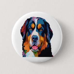 Bernese Mountain Dog Colorful Button