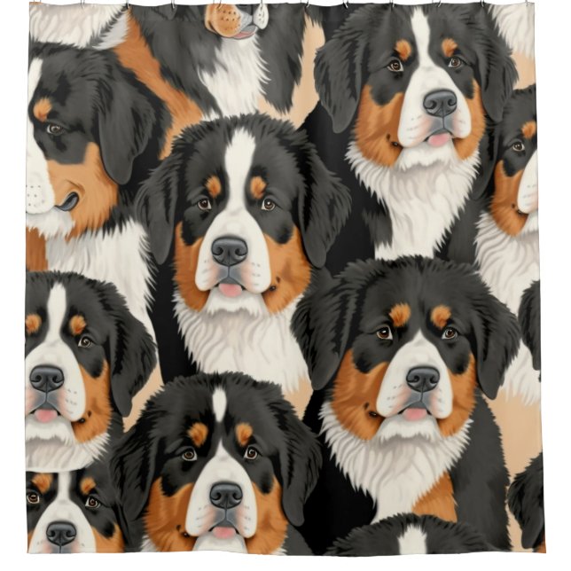 Bernese Mountain Dog Decorative Nahtloses Muster Duschvorhang (Vorderseite)