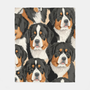 Bernese Mountain Dog Decorative Nahtloses Muster Fleecedecke