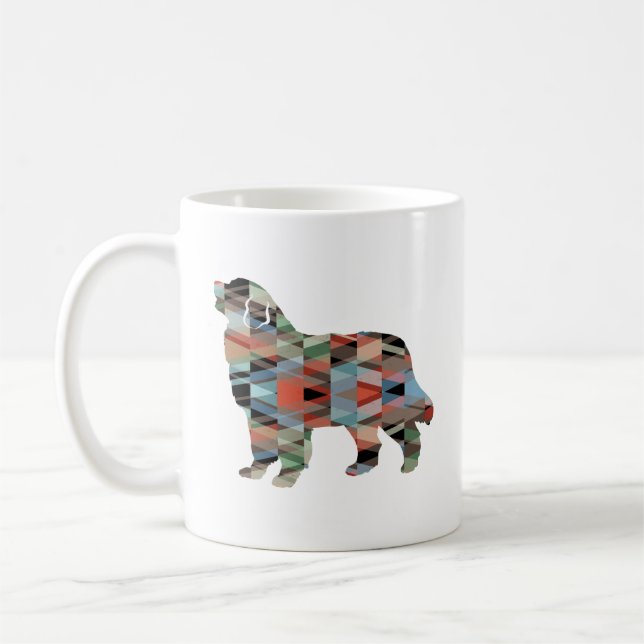 Bernese Mountain Dog Geo Silhouette Kariert Kaffeetasse (Links)