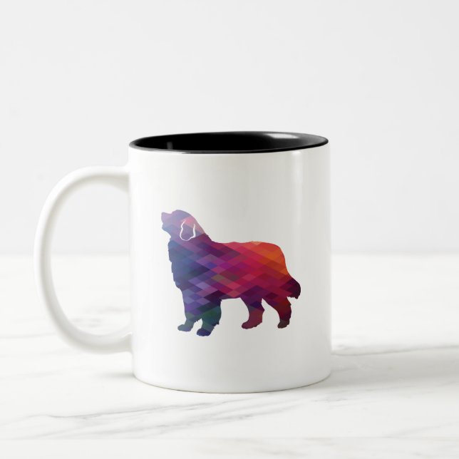 Bernese Mountain Dog Geo Silhouette Lila Zweifarbige Tasse (Links)