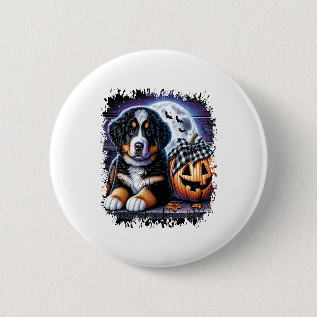 Bernese Mountain Dog Halloween Button (Vorderseite)