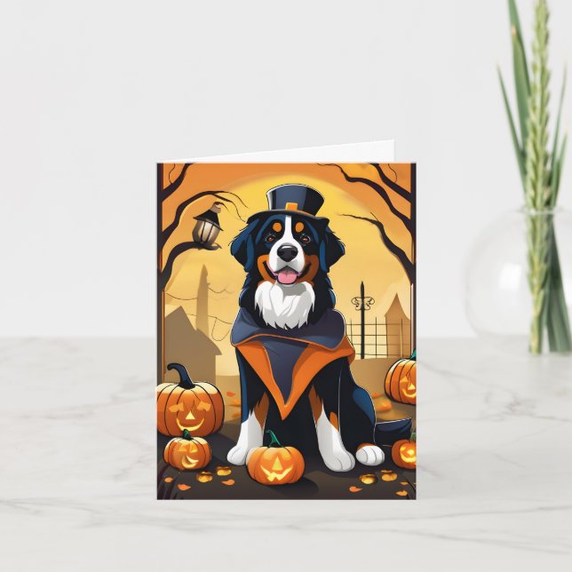 Bernese Mountain Dog Halloween Card Karte (Vorderseite)