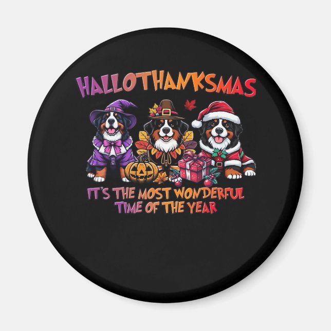 Bernese Mountain Dog Halloween Erntedank Christ Magnet (Vorne)