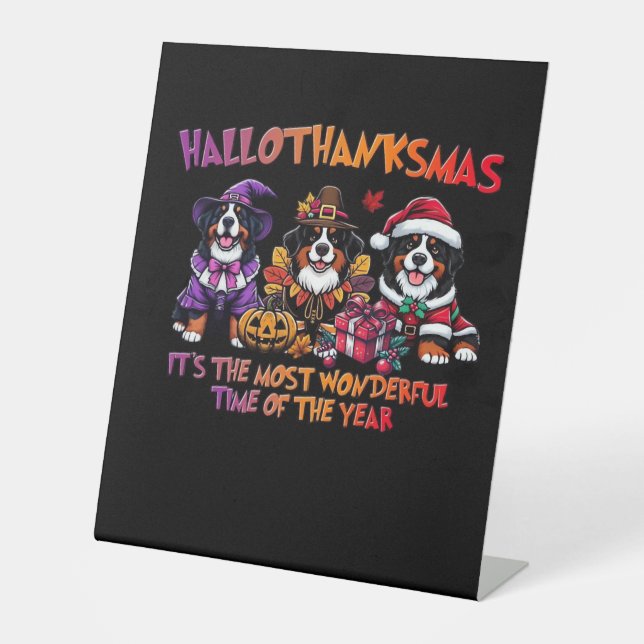 Bernese Mountain Dog Halloween Erntedank Christ Sockelschild (Vorderseite)