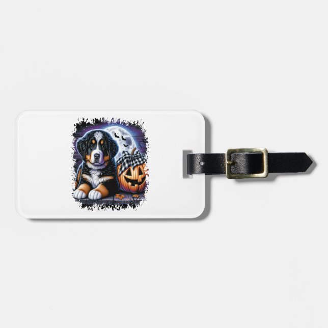 Bernese Mountain Dog Halloween Gepäckanhänger (Vorderseite horizontal)