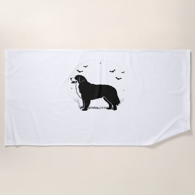 Bernese Mountain Dog - Halloween Moon Silhouette O Strandtuch (Vorderseite)