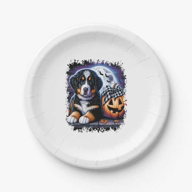 Bernese Mountain Dog Halloween Pappteller (Vorderseite)