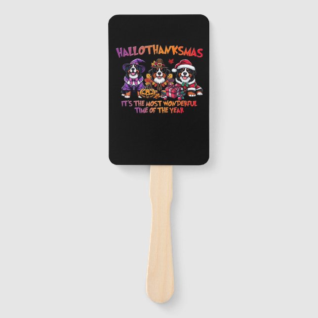 Bernese Mountain Dog Halloween Thanksgiving Christ Fächer (Vorderseite)