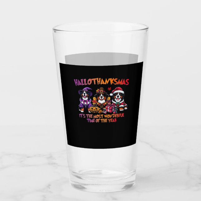 Bernese Mountain Dog Halloween Thanksgiving Christ Glas (Vorderseite)