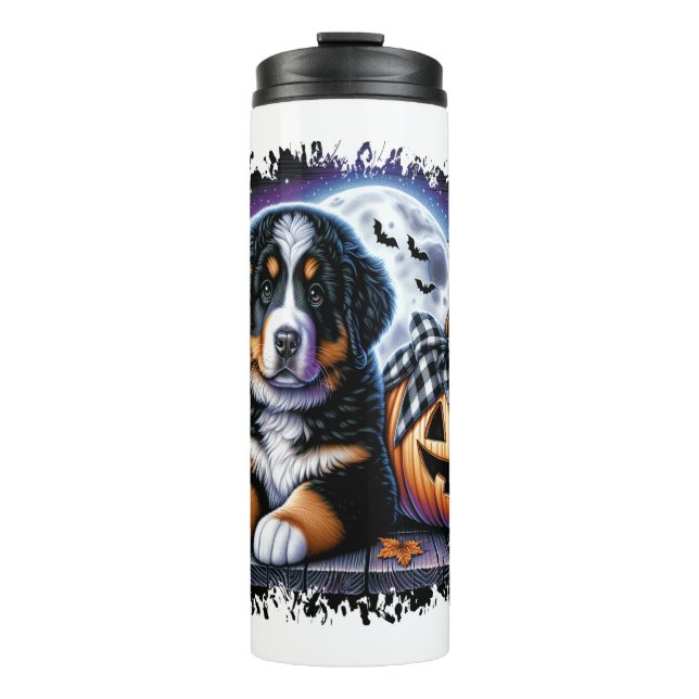 Bernese Mountain Dog Halloween Thermosbecher (Vorderseite)