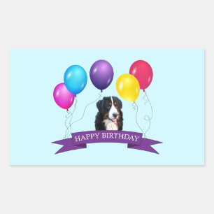 Bernese Mountain Dog Happy Birthday Rechteckiger Aufkleber