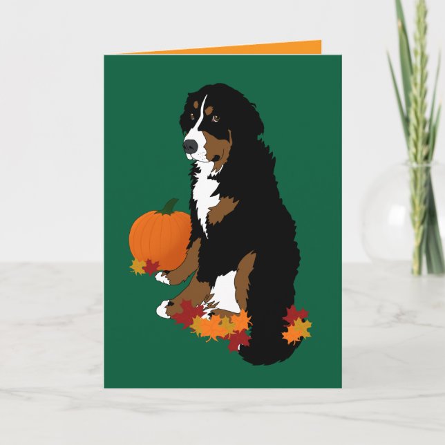 Bernese Mountain Dog Herbstlegel Karte (Vorderseite)