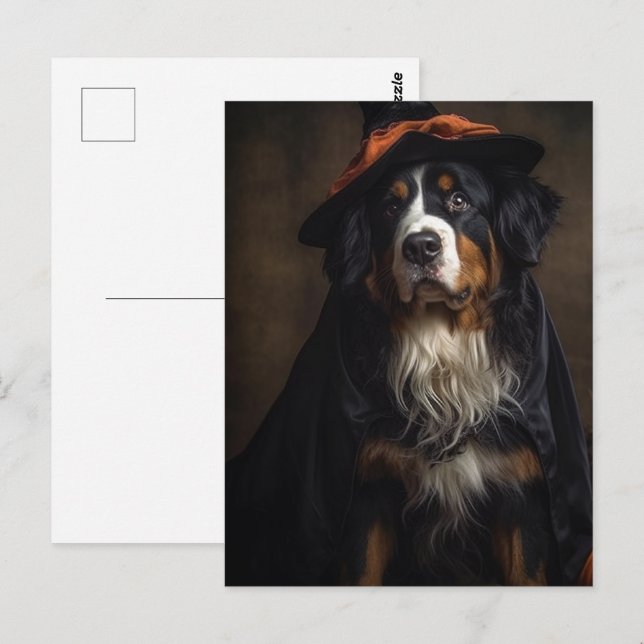 Bernese Mountain Dog Hexe Postkarte (Vorne/Hinten)