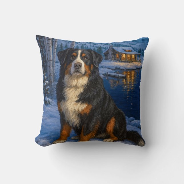 Bernese Mountain Dog Holiday  Kissen (Vorderseite)