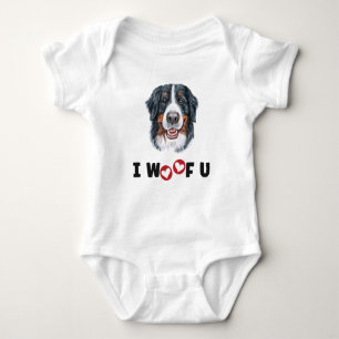 Bernese Mountain Dog I Woof You Baby Strampler