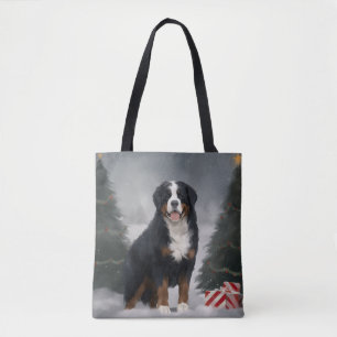 Bernese Mountain Dog im Schnee Weihnachten