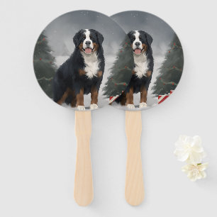 Bernese Mountain Dog im Schnee Weihnachten Fächer