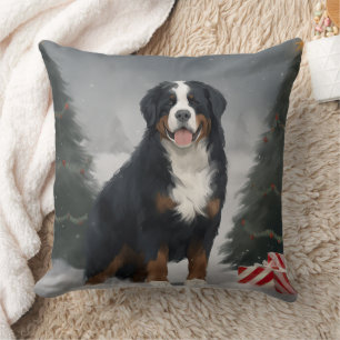 Bernese Mountain Dog im Schnee Weihnachten Kissen