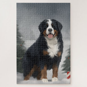 Bernese Mountain Dog im Schnee Weihnachten Puzzle