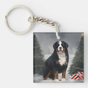 Bernese Mountain Dog im Schnee Weihnachten Schlüsselanhänger