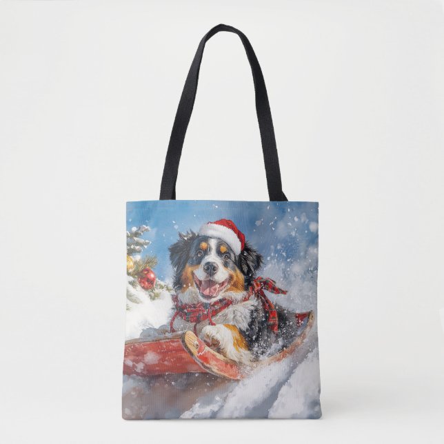 Bernese Mountain Dog in Sledge Weihnachten (Vorderseite)