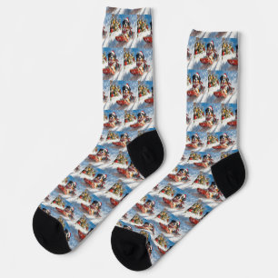 Bernese Mountain Dog in Sledge Weihnachten Socken