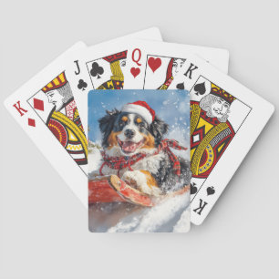 Bernese Mountain Dog in Sledge Weihnachten Spielkarten