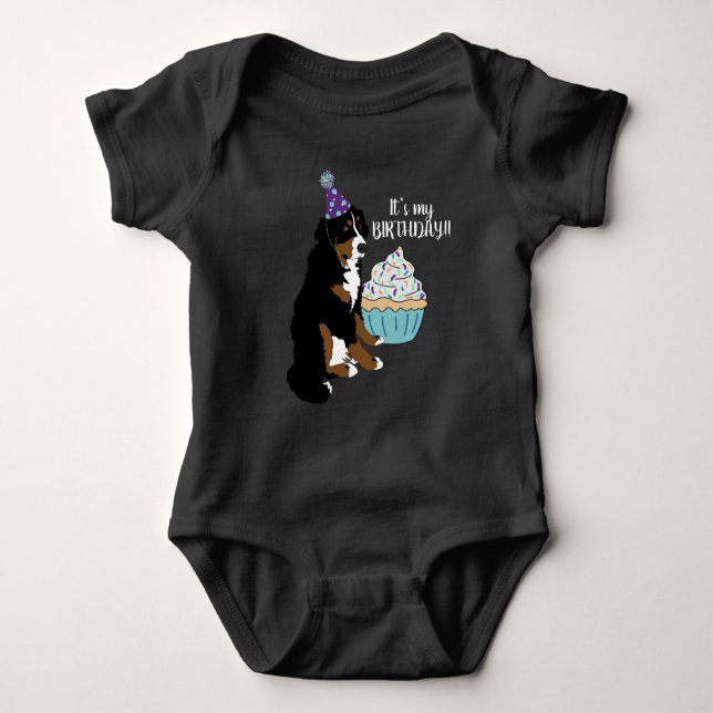 Bernese Mountain Dog Kindergeburtstag Baby Strampler (Vorderseite)