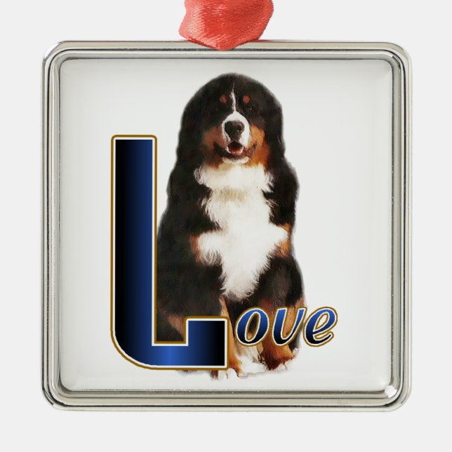 Bernese Mountain Dog Liebe Ornament Aus Metall (Vorne)