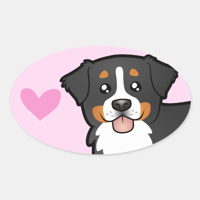 Bernese Mountain Dog Liebe Ovaler Aufkleber (Vorderseite)