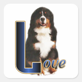 Bernese Mountain Dog Liebe Quadratischer Aufkleber