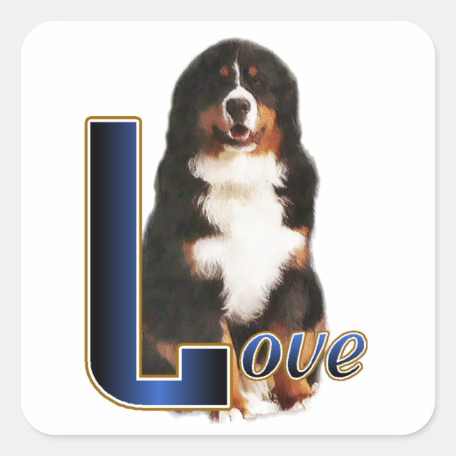 Bernese Mountain Dog Liebe Quadratischer Aufkleber (Vorderseite)