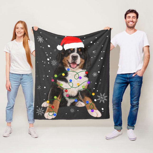 Bernese Mountain Dog Lights Weihnachtsmatte Fleecedecke (Beispiel)