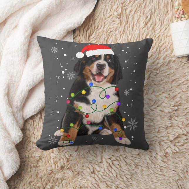 Bernese Mountain Dog Lights Weihnachtsmatte Kissen (Decke)