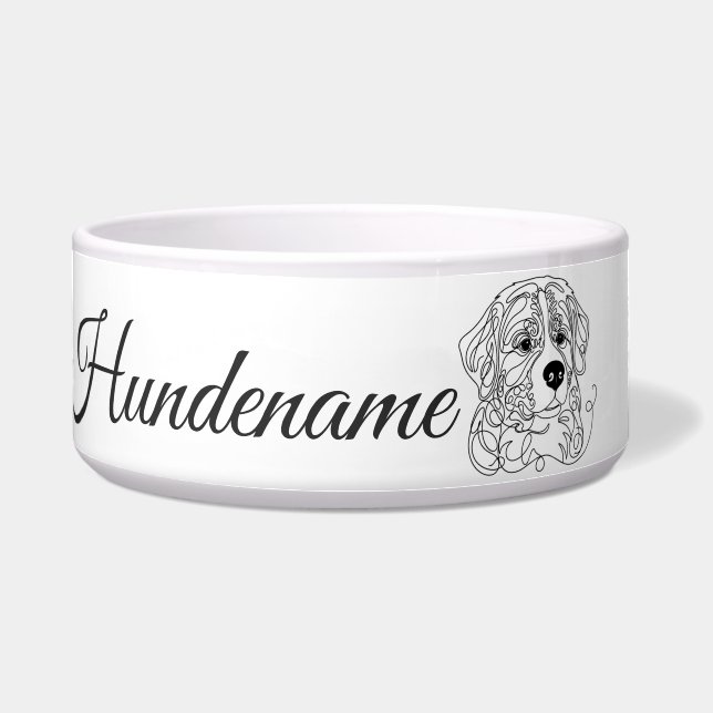 Bernese Mountain Dog Line Art personalized bowl Napf (Vorderseite)