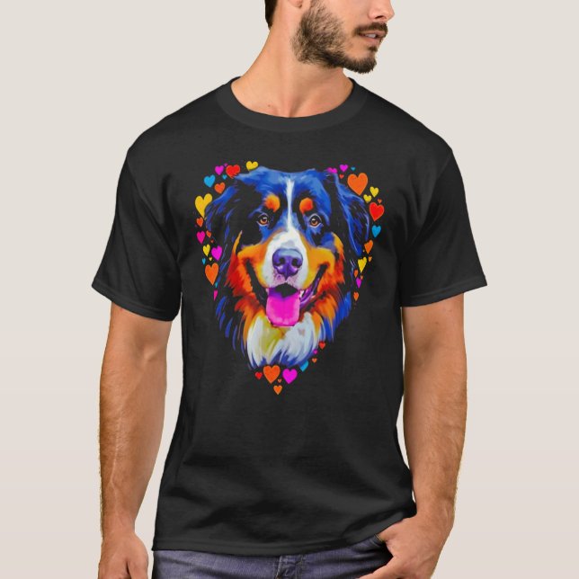 Bernese Mountain Dog Love Hearts T-Shirt (Vorderseite)