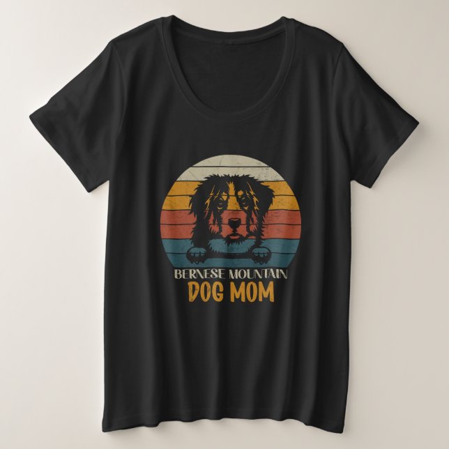 Bernese Mountain Dog Mama, Berner Hundemutter Große Größe T-Shirt (Design vorne)