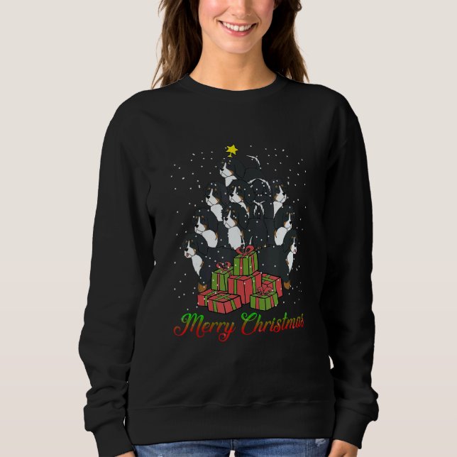 Bernese Mountain Dog  Matching Santa Christmas Tre Sweatshirt (Vorderseite)
