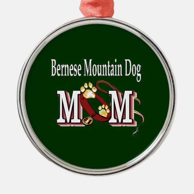 Bernese Mountain Dog MOM Silbernes Ornament (Vorne)