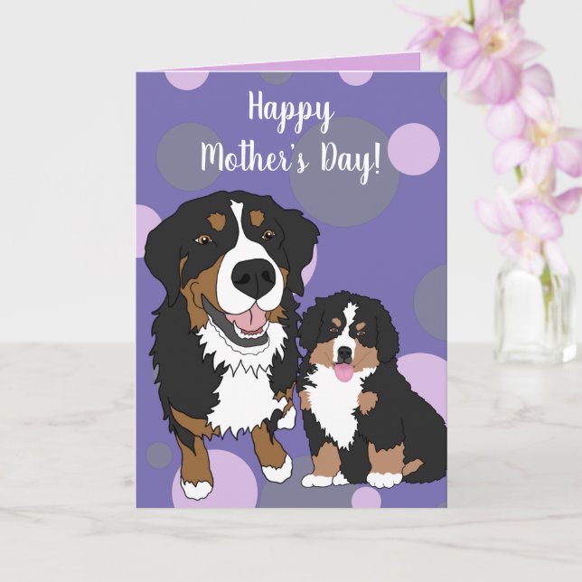 Bernese Mountain Dog Muttertag Karte (Orchidee)