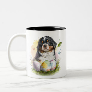 Bernese Mountain Dog Ostereier, Bernese Osterfeier Zweifarbige Tasse