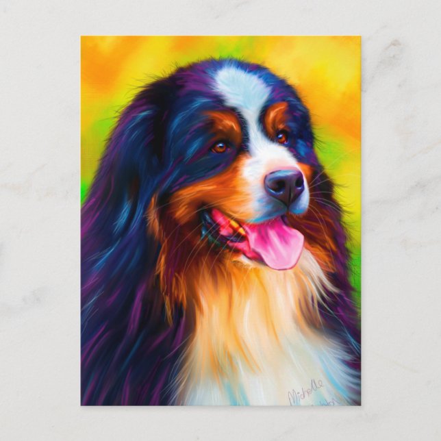 Bernese Mountain Dog Painting - Heidi Postkarte (Vorderseite)