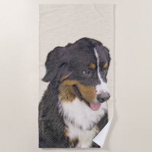 Bernese Mountain Dog Painting - Original Dog Art Strandtuch