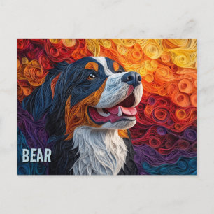 Bernese Mountain Dog Paper Quilling Art Portrait Postkarte