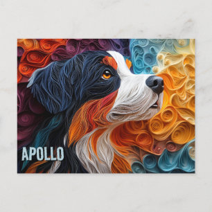 Bernese Mountain Dog Paper Quilling Art Portrait Postkarte