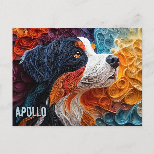 Bernese Mountain Dog Paper Quilling Art Portrait Postkarte (Vorderseite)